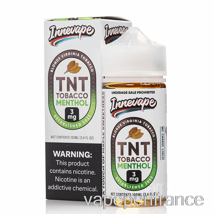 Tnt Tabac Menthol - E-liquides Innevape - 100ml 3mg Stylo Vape